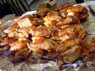 Fresh roasted chickens